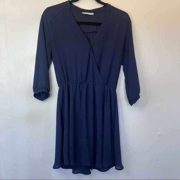 Lush Dark Blue Navy Short Dress with Semi Sleeve - Picture 1 of 8
